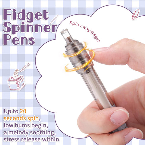 6 Crtiin Pcs Fidget Spinner Pens for Adults Black Ink Gel Pens with Fidget Ball Stress Relief Pen Spinning Pen
