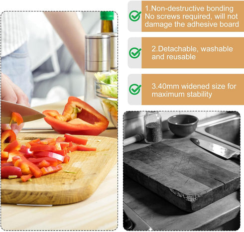 Fukaisu 16pcs 1.6in Anti-Slip Cutting Board Feet, Non-Slip Square Self-Adhesive Silicone Pads, Reusable Washable Rubber