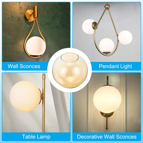 6 Inch 1pcs PATIKIL Amber Glass Globe Shades Replacement, Handmade Glass Lamp Shade Lampshade Light Fixture