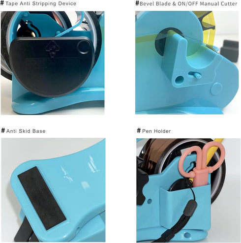 Heat Tape Dispenser Blue Multi-Roll Set, PreCut 1.4'' Pieces for Heat Press Machine with Semi-Automatic Dispenser