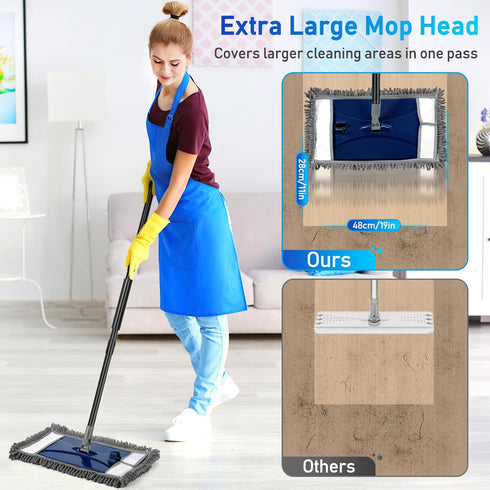 VOUBIEN 2 Wall Cleaner Mop with Long Handle, Extra Wall Dust Mop for Washing Walls with Microfiber Reusable Pads,Floor