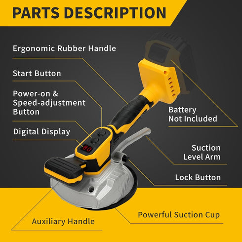 20V 8 Cordless Tile Vibration Leveling Machine for Dewalt Battery, Portable Tile Vibrator Tool with Adjustable Speed