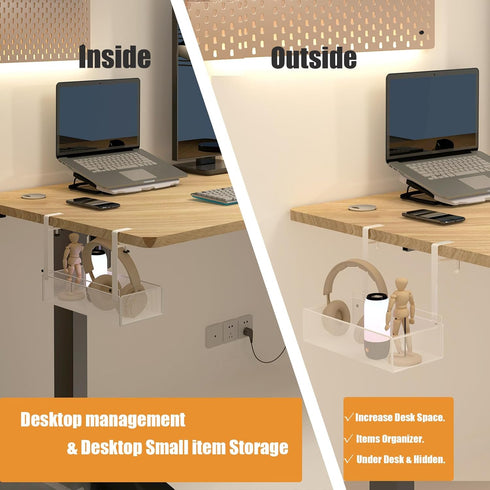 orbixa Under Desk Storage Organizer Clamp-On, Mesh Metal 3-IN-1 Desk Side Storage for Office Supplies & Home Essentials