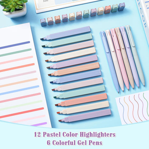 Bible Journaling Kit, 12 Pastel No Bleed Highlighters, 6 Gel Pens, 75 Bible Tabs Set for Study Supplies