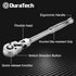 DURATECH 1/4" Drive Flex-Head Ratchet, 72-Tooth Ratchet Wrench, Quick-release, Reversible Switch, Full-Polished Chrome Plating, Alloy Steel by DURATECH