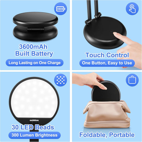 Battery Operated Lamp, 3600mAh Rechargeable Cordless Table Lamp, Dimmable Desk Light for Home Office, Wireless Lamp