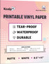 KOALA PAPER Waterproof Paper for Inkjet Printer, 8.5x11 Inch 30 Sheets, Matte