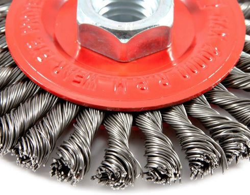 Forney 72760 4-Inch-by-.020-Inch Wire Wheel Brush, Stringer Bead Twist with 5/8-Inch-11 Threaded Arbor