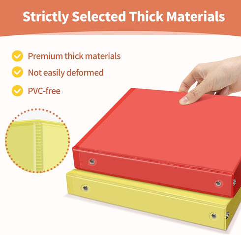SUNEE 3 Ring Binder 1/2 Inch, 6 Pack Clear View Binder PVC-Free for School or Office Supplies, Classic Colors