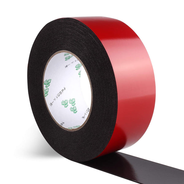 1 Pack PE Foam Double Sided Tape, Waterproof Mounting Adhesive Roll for Doors, Plumbing, HVAC, Windows, Black Tape (2