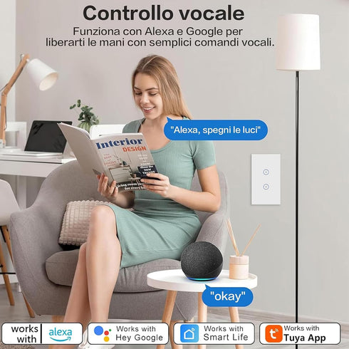 2 120V 1 Jinvoo WiFi Wall Light Touch Panel Switch, Way, Remote Control by Smart Phone,No Hub Required, Compatible