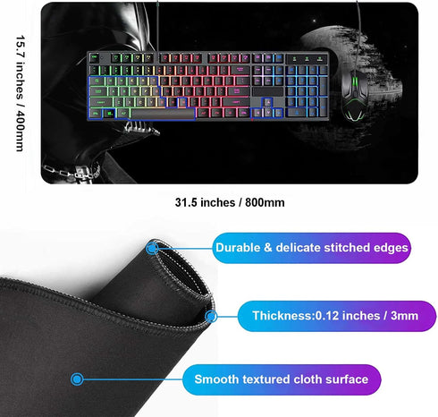 Large XXL Mouse Pad with Stitched Edges & Non-Slip Rubber Base (15.7X31.5 inch)