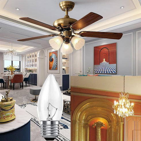 40W Bulbs Bulb E26 (12PACK) SCOMX Equivalent Incandescent Torpedo Tip Chandelier with Crystal Clear Incandescent Light