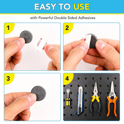 TRYMAG 55 Pack Adhesive Backing Magnets, 1 Inch Ceramic Round Disc Magnets for Crafts and DIY Projects