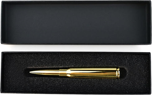 Brass Bullet Pen for Men, Golden Refillable Ballpoint Pen, Gift Boxed