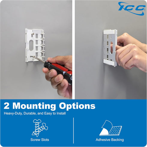4 IC107SB4WH ICC Port Surface Mount Box in White, Works with Slim and Wide Profile Keystone Jacks (Sold Separately)