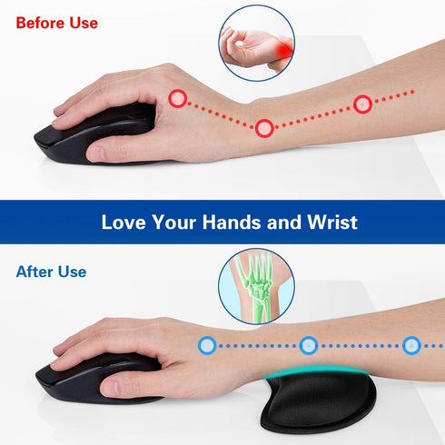 Canjoy Mouse Wrist Rest, 2 Pack Memory Foam Soft Fabric Pad Support Cushion with Anti-Skid Rubber Base