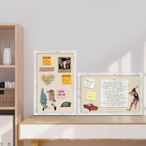 Egofine Cork Board Bulletin Board with Linen, 16x11 Wood Frame Wall Decor, 2 Pack for Office Home School Kitchen