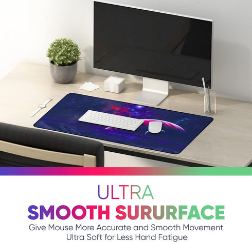 Gaming Mouse Pad 24x12 Inch, Large Purple Galaxy Space XXL Non-Slip Rubber Mouse Pad for Computers Laptop Office