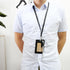 Boshiho Vertical Style Leather ID Card Badge Holder with Heavy Duty Lanyard (Black 2)