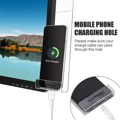 Office Desk Accessories 2pcs Multifunction Computer Monitor Memo Board, Transparent Side Panel with Phone Holder