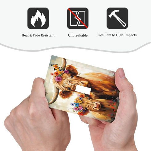 HTSAHKV 3 5 Inch Highland Cow Family Wall Plate Light Switch Cover Single Gang Outlet Faceplate Print Plate Cover X