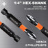 10-Pack Phillips Bits #2 Impact Magnetic, 2-Inch Long PH2 Bits, Premium S2 Alloy Steel Drill Bits