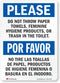 SmartSign "Please Do Not Throw Paper Towels, Feminine Hygiene Products, Or Trash