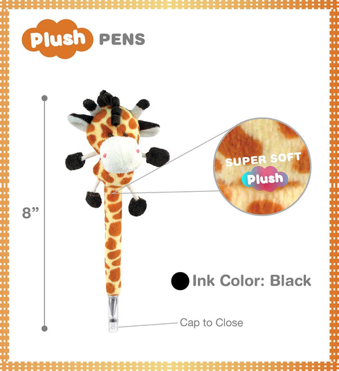 DolliBu Brown Giraffe Plush Pen - Cute & Soft Wild Life Stuffed Animal Ballpoint Novelty Pen Toy, Writing Pen