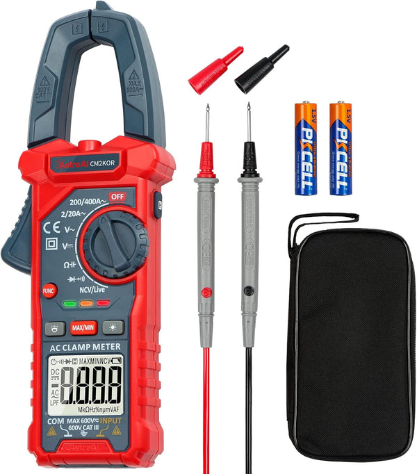 AstroAI Digital Clamp Meter Multimeter 2000 Counts with Auto-ranging, AC/DC Voltage, Current, Resistance