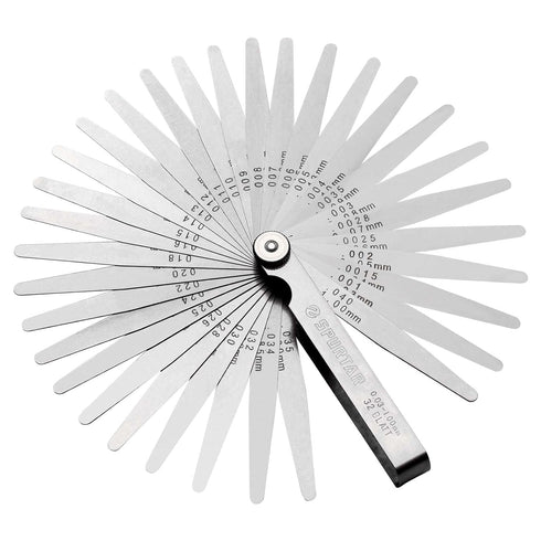 Spurtar Feeler Gauges Set - 32 Blades, 0.001-0.04" (0.03-1.00mm), Stainless Steel, Dual Marked SAE and Metric