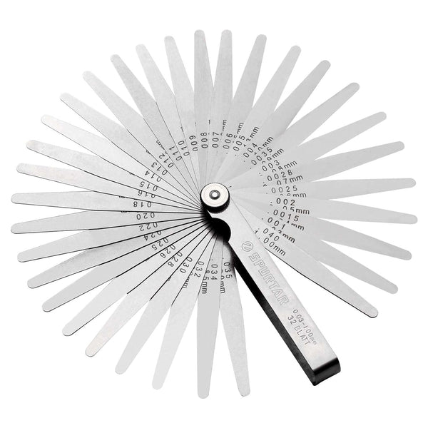 Spurtar Feeler Gauges Set - 32 Blades, 0.001-0.04" (0.03-1.00mm), Stainless Steel, Dual Marked SAE and Metric