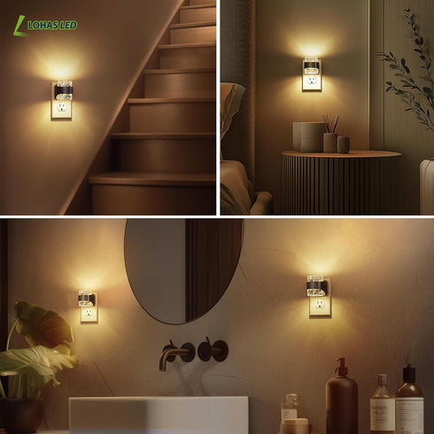 3000K L LOHAS LED Night Light, Bubble Night Lights Plug into Wall, Acrylic Night Lights with Dusk-to-Dawn Sensor