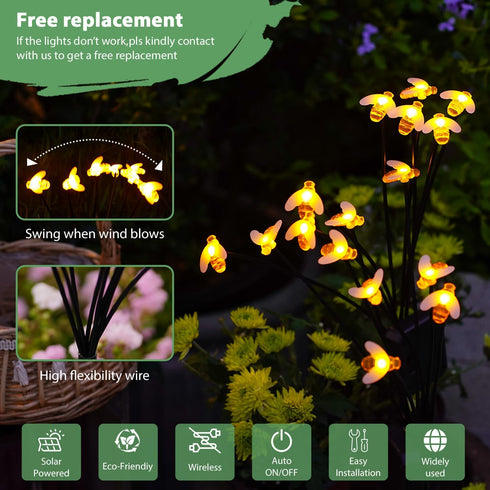 Nacome Solar Garden Lights for Outside Waterproof Swaying Light for Outdoor Yard Patio Decoration (2Pack)