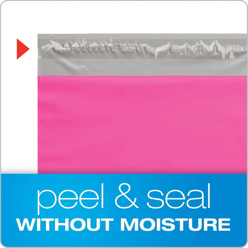 Quality Park Large Poly Mailers, 10 x 13 Lightweight Shipping Envelopes, Box of 100, Pink with Redi-Strip Closure