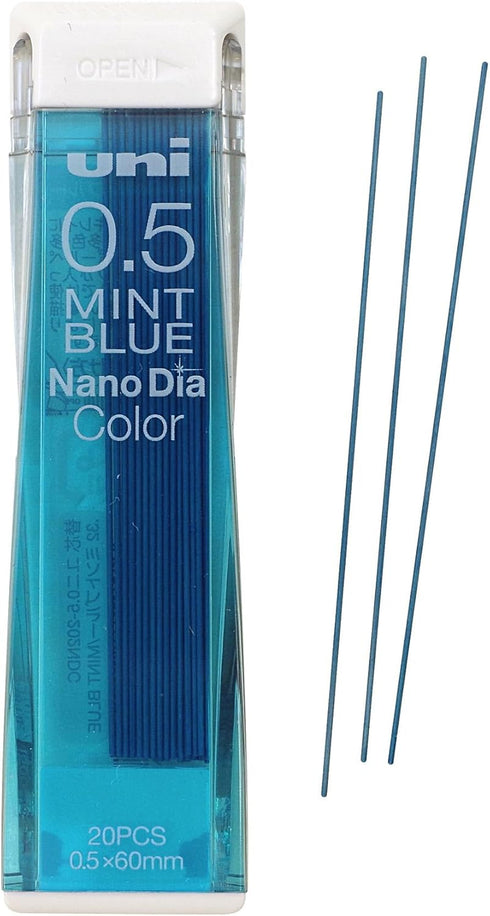 Uni Mechanical Pencil Lead NanoDia Color - Mint Blue 0.5mm, 20 Leads