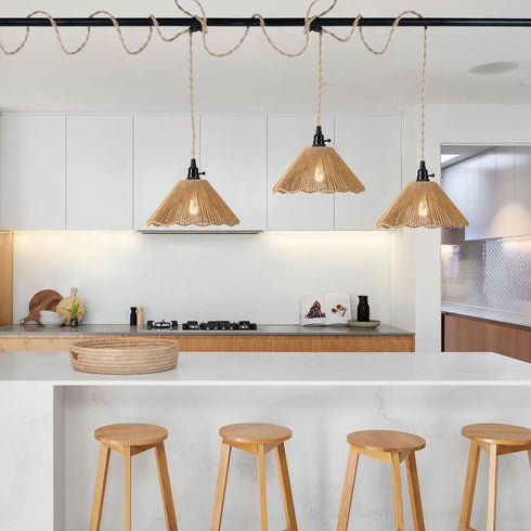 15FT Dimmable Plug in Pendant Light Farmhouse Hanging Lamp Fixtures with Switc Adjustable Height Hanging Light Pendant