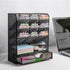 Spacrea Metal Desk Organizer with Drawer, Pencil Holder for School, Home, Art Supplies (Black)