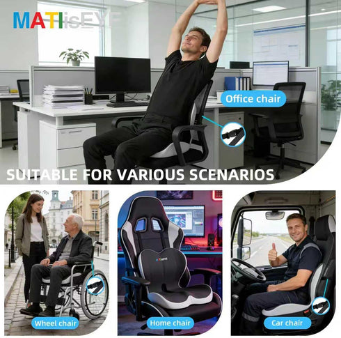 Orthopedic Memory Foam Seat Cushion with Adjustable Strap, Coccyx & Sciatica Pain Relief, Washable Non-Slip for Long