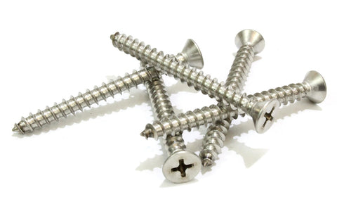 Bolt Dropper Stainless Steel Flat Head Phillips Screws - Pack of 100 #6 x 1-Inch Wood Screws, Durable and Rust-Resistant
