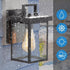 Black Outdoor Wall Lights, Farmhouse Exterior Wall Sconces Light Fixture with Seeded Glass, Modern Square Waterproof