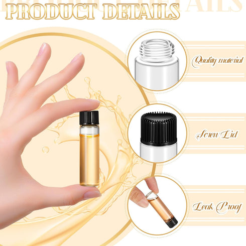 80 Pcs Clear Glass Sample Vial Bottles with Screw Caps, Plastic Stopper, Leakproof for Oil Aromatherapy (7 ml)