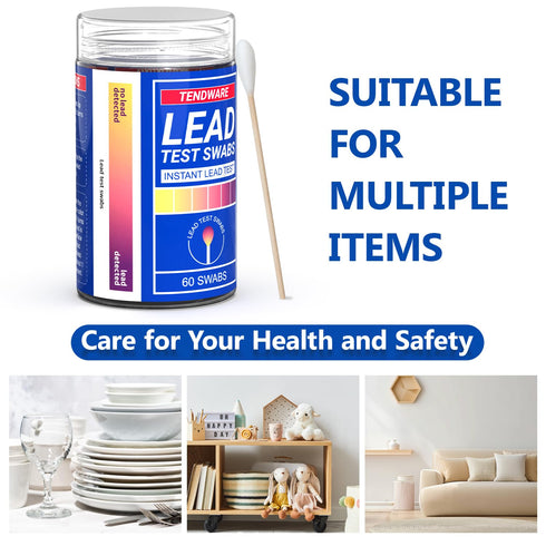 TENDWARE LIFE 60 30 Lead Test Kit Swabs Travel Size, Second Results, Lead Paint Test Kit Household Home Use for Water