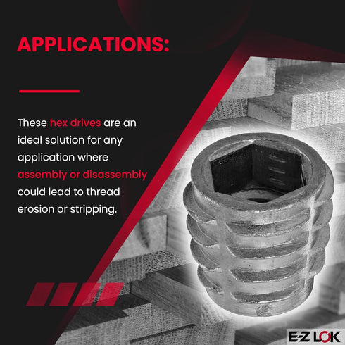 E-Z LOK Knife Threaded Insert for Soft Wood, M8-1.25 Internal Threads, 13mm Length, Pack of 25