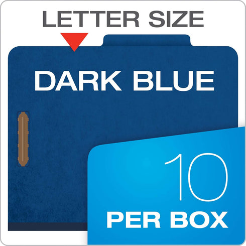 Pendaflex Classification Folders, Standard, Dark Blue, 3 Dividers, 10/BX, Letter Size