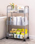 Dalekana 3-Tier 8.2W 13L 25.8" Plastic Rolling Utility Clear Cart with Wheels, Multifunctional Storage Organizer Cart