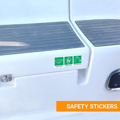 Safety Chart & Stickers for Boats, Emergency Plan, Indoor and Outdoor Labels for Marine Safety Equipment