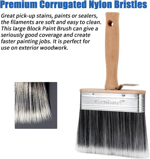 Deck Stain & Sealer Block Paint Brush - 5-inch Big Fence Stain Brush for Brick and Concrete Walls