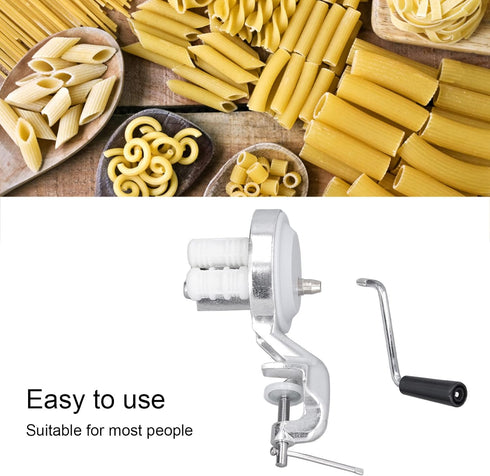 Macaroni Maker, Silver Stainless Steel Manual Hand Cranking Noodles Pressing Machine, Kitchen Restaurant Portable