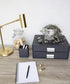 Bigso Box of Sweden Birger 2-Drawer Fiberboard Document Letter Box | Desktop Drawers with Metal Label Holder